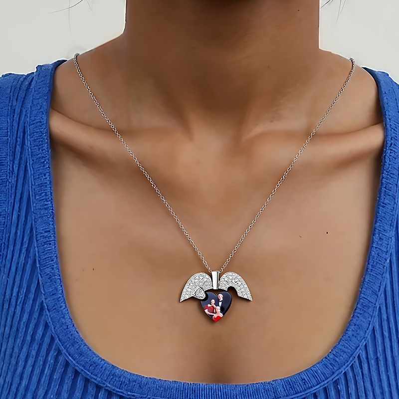 Custom Photo Heart-Shaped Box Pendant Necklace for Women
